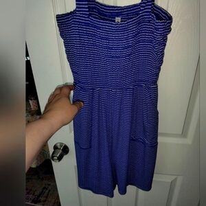 Zenana blue and white nautical striped romper size Large NWOT